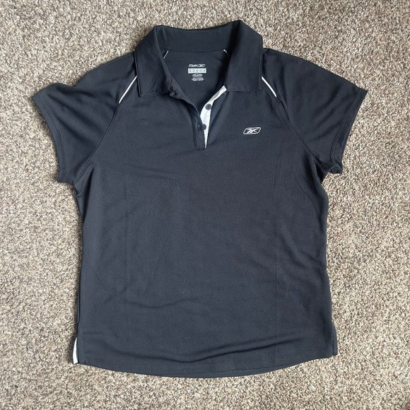 Women's Reebok PlayDry Golf Pickleball Tennis Polo Shirt, Size Medium Black - Picture 1 of 9